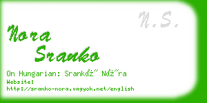 nora sranko business card